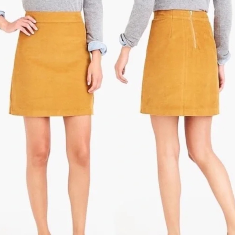 J. Crew Corduroy Mini Skirt Gold / Mustard Yellow EUC